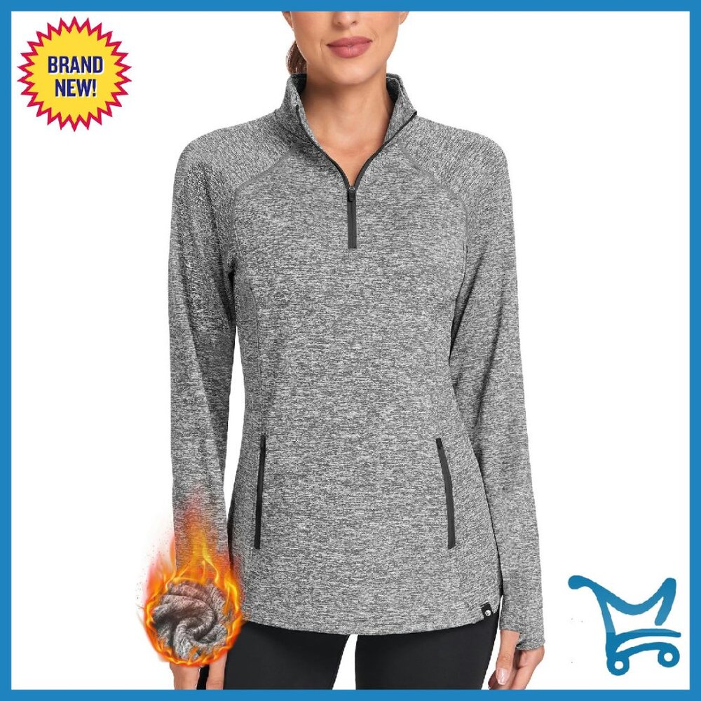 Thermal Fleece Running Pullover With Thumb Holes & Pockets